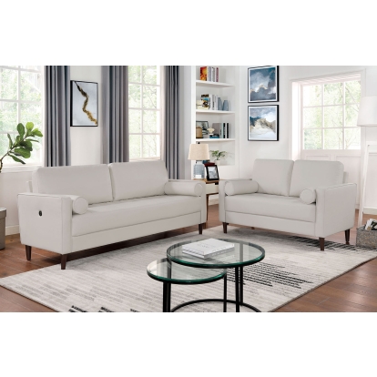 Horgen Off-White Sofa with Loveseat Model CM6452WH-2PC by Furniture of America