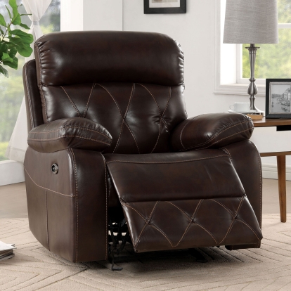 Dusseldorf Brown Power Recliner Model CM6461-CH-PM by Furniture of America