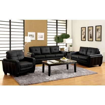 Blacksburg Black Sofa with Loveseat Model CM6485-2PC by Furniture of America