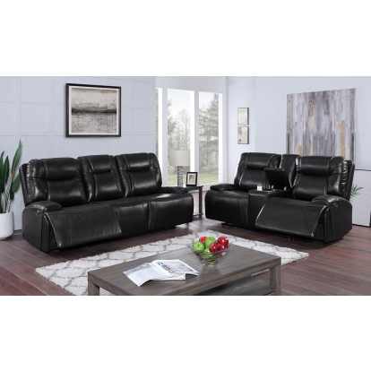 Basque Black Power Sofa with Loveseat Model CM6487BK-PM-2PC by Furniture of America