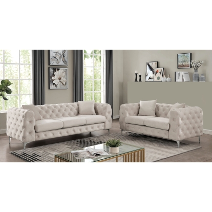Sapphira Beige Sofa with Loveseat Model CM6498BG-2PC by Furniture of America