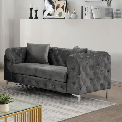 Sapphira Dark Gray Loveseat Model CM6498DG-LV-PK by Furniture of America