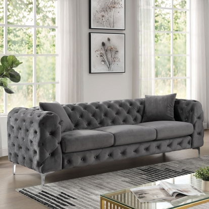 Sapphira Dark Gray Sofa Model CM6498DG-SF-PK by Furniture of America