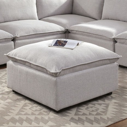 Furniture of America Arlene Contemporary Linen-Like Solid with Wood Light Gray Ottoman Model CM6547-OT