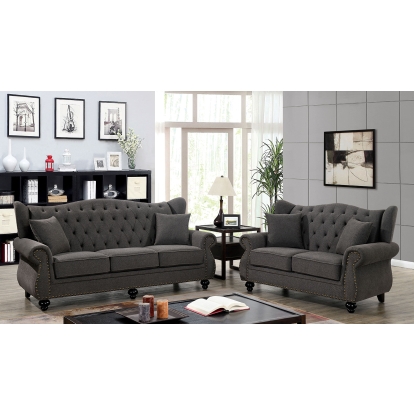 Ewloe Dark Gray Sofa with Loveseat Model CM6572DG-2PC by Furniture of America