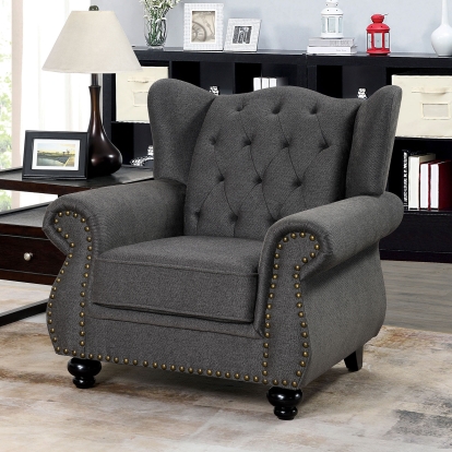Ewloe Dark Gray Chair Model CM6572DG-CH by Furniture of America