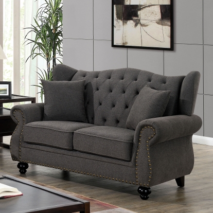 Ewloe Dark Gray Loveseat Model CM6572DG-LV by Furniture of America