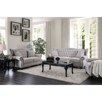 Ewloe Light Gray Sofa with Loveseat Model CM6572GY-2PC by Furniture of America