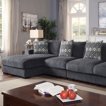 Furniture of America Kaylee Contemporary Black Gray Large L-Sectional with Left Chaise Model CM6587-SECT-LL