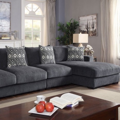 Furniture of America Kaylee Contemporary Black Gray Large L-Sectional with Right Chaise Model CM6587-SECT-LL-R
