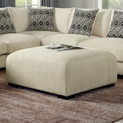 Furniture of America Kaylee Contemporary Chenille Solid with Wood Beige Ottoman Model CM6587BG-OT