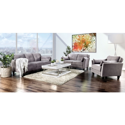 Ysabel Warm Gray Sofa with Love Seat with Chair Model CM6716GY-3PC by Furniture of America