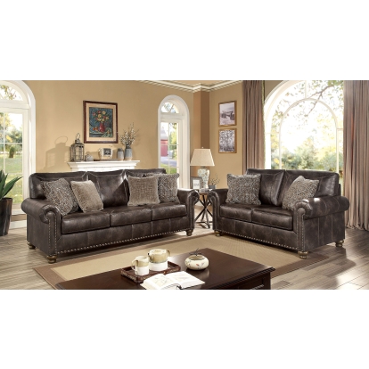 Bemus Dark Brown Sofa with Loveseat Model CM6731DB-2PC by Furniture of America