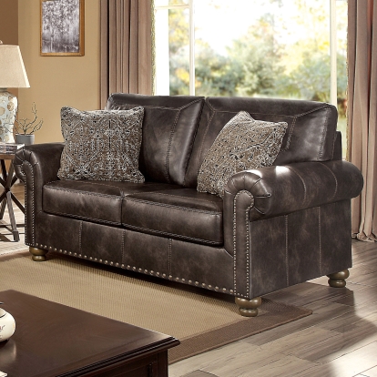 Bemus Dark Brown Loveseat with Pillows Model CM6731DB-LV by Furniture of America