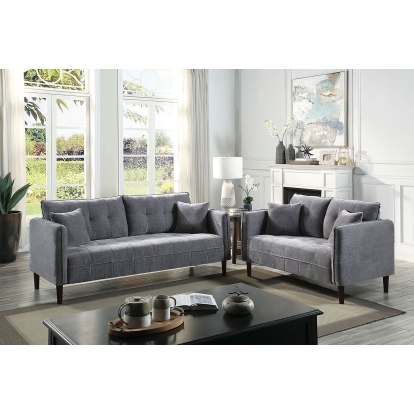 Lynda Dark Gray Sofa with Loveseat Model CM6736DG-2PC by Furniture of America