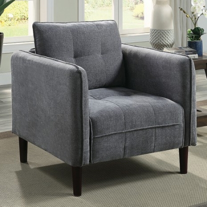 Furniture of America Lynda Contemporary Chenille Solid with Wood Dark Gray Chair Model CM6736DG-CH