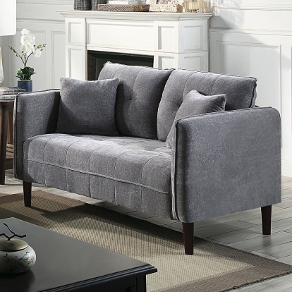 Lynda Dark Gray Loveseat with Pillows Model CM6736DG-LV by Furniture of America