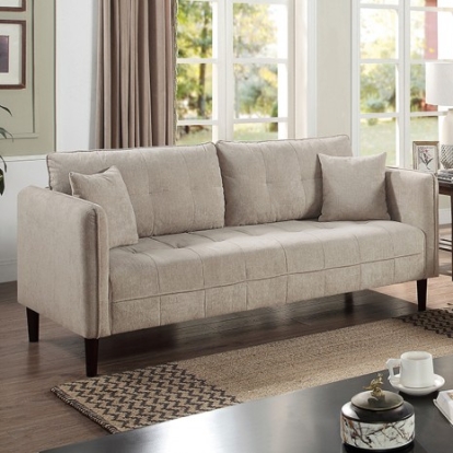 Furniture of America Lynda Contemporary Chenille Solid with Wood Light Gray Sofa Model CM6736LG-SF