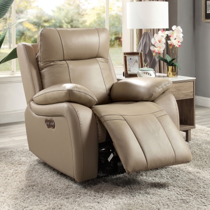 Gaspe Light Brown Power Recliner Model CM6739LB-CH-PM by Furniture of America