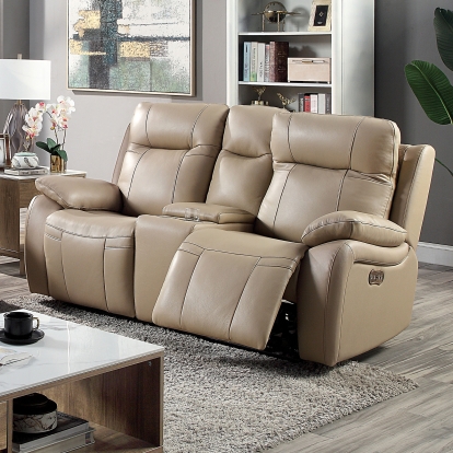 Gaspe Light Brown Power Loveseat Model CM6739LB-LV-PM by Furniture of America