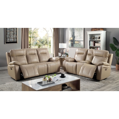 Gaspe Light Brown Power Sofa with Loveseat Model CM6739LB-PM-2PC by Furniture of America