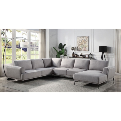 Laufen Gray J-shaped Sectional Model CM6745GY-SECT by Furniture of America