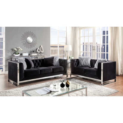 Evadne Black Sofa with Loveseat Model CM6748BK-2PC by Furniture of America
