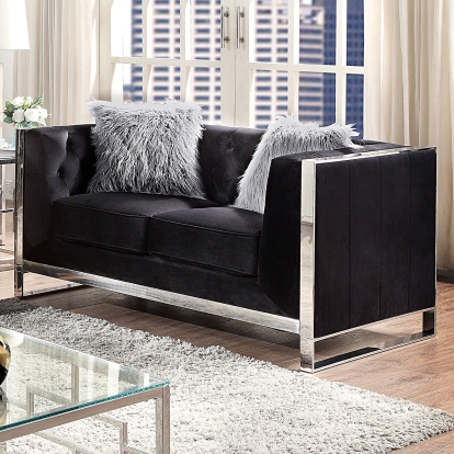Evadne Black Loveseat with Pillows Model CM6748BK-LV by Furniture of America