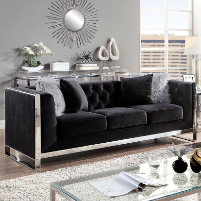 Evadne Black Sofa with Pillows Model CM6748BK-SF by Furniture of America