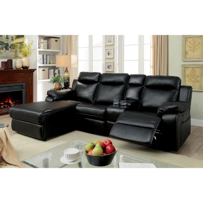 Hardy Black Sectional with Console Model CM6781BK-SECTIONAL by Furniture of America