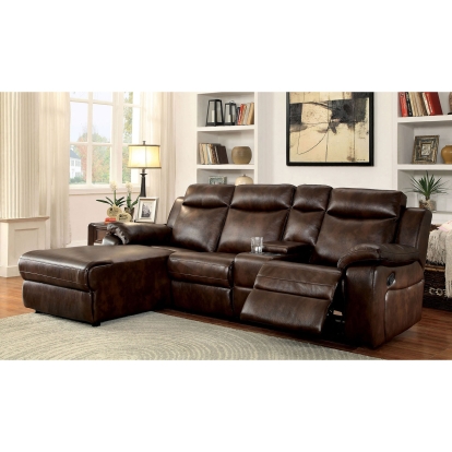 Hardy Brown Sectional with Console Model CM6781BR-SECTIONAL by Furniture of America