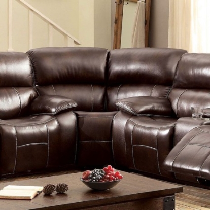 Furniture Of America Ruth Transitional Top Grain Leather Match, Solid Wood, Others Brown Corner Chair | CM6783BR-CNR