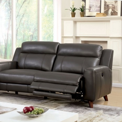 Furniture of America Rosalynn Transitional Breathable Leatherette Solid with Wood Gray Sofa Model CM6804-SF