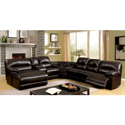 Glasgow Dark Brown Sectional with Corner Wedge with Console Model CM6822BR-T-SECT by Furniture of America