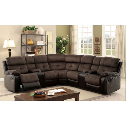 Hadley Brown/Black Sectional with 2 Consoles Model CM6871-SECTIONAL by Furniture of America
