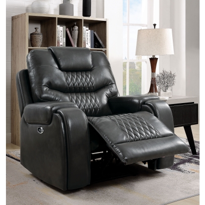 Marley Gray Power Recliner Model CM6894GY-CH by Furniture of America