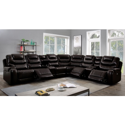 Mariah Brown Power Sectional with Power Recliner Model CM6895BR-SECT-AC by Furniture of America