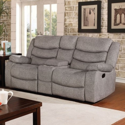 Furniture of America Castleford Transitional Fabric Solid with Wood Light Gray Love Seat Model CM6940-LV