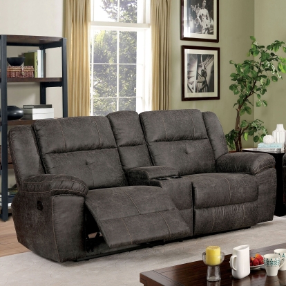 Chichester Dark Gray Sofa with 2 Recliners Model CM6943-SF by Furniture of America
