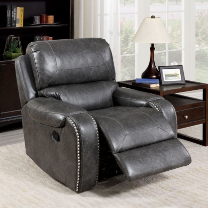 Walter Gray Power Recliner Model CM6950GY-CH by Furniture of America