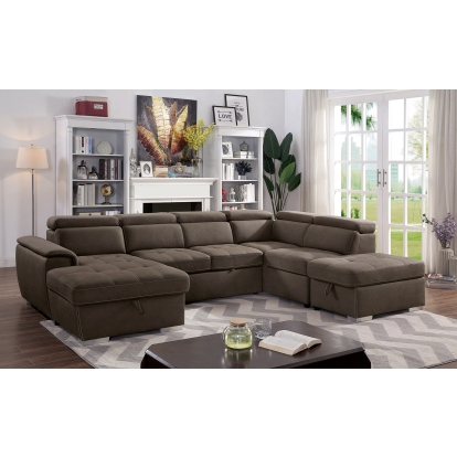 Hugo Light Brown Sectional Model CM6963-SECT by Furniture of America