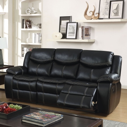 Gatria Black Sofa with 2 Recliners Model CM6981-SF by Furniture of America