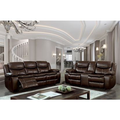 Pollux Brown Sofa with Loveseat Model CM6981BR-2PC by Furniture of America