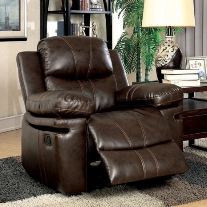 Furniture of America Listowel Transitional Bonded Leather Match Solid with Wood Brown Chair Model CM6992-CH