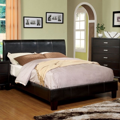 Furniture Of America Villa Park Contemporary Leatherette, Solid Wood, Others Espresso Bed | CM7007-Cal.King Bed