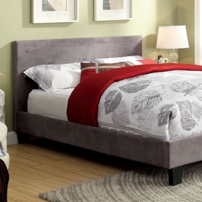 Furniture of America Winn Park Contemporary Microfiber Solid with Wood Gray Bed Model CM7008GF-EK-BED