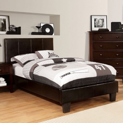 Furniture of America Winn Park Contemporary Leatherette Solid with Wood Espresso Bed Model CM7008EX