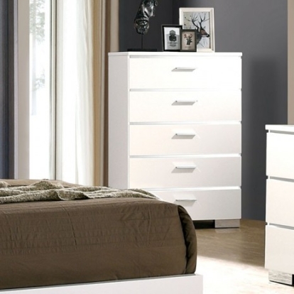 Furniture Of America Carlie Contemporary Metal, Solid Wood, Wood Veneer, Others White Chest | CM7049WH-C
