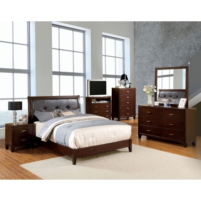 Enrico Brown Cherry 5 Piece Queen Bedroom Set with Chest Model CM7068Q-5PC-CHEST by Furniture of America