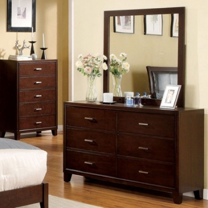Furniture of America Enrico Contemporary Solid with Wood Veneer Brown Cherry Dresser Model CM7068D